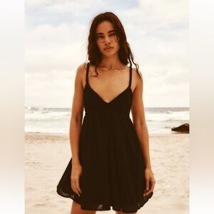 Zara NWT black short jumpsuit with woven straps